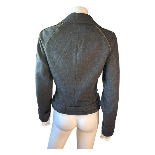 Pink Tartan Wool Moto Jacket