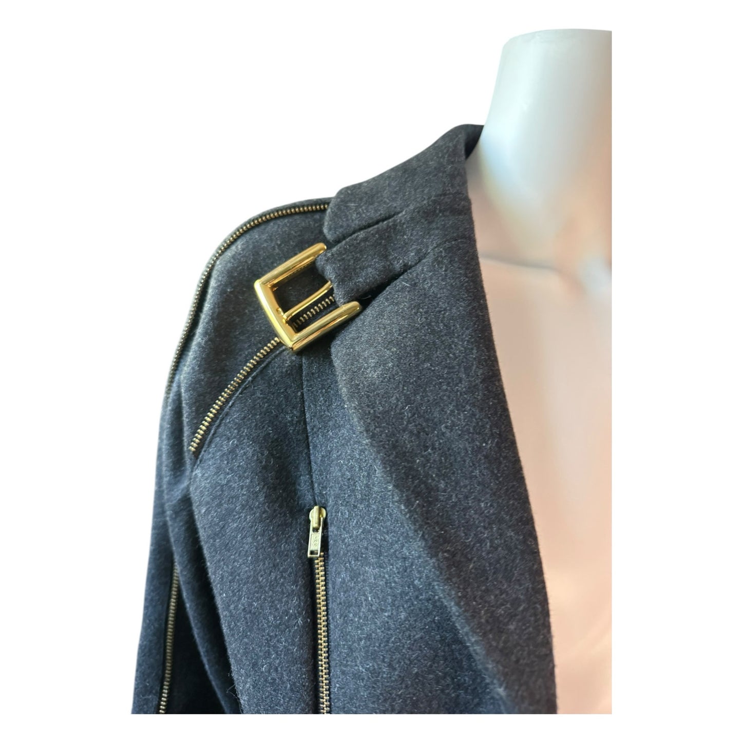 Pink Tartan Wool Moto Jacket
